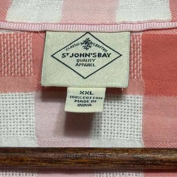 St. John's Bay Pink and White Plaid Blouse 100% Cotton Size XXL - Picture 3 of 9